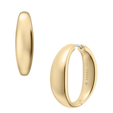 Load image into Gallery viewer, Ellis Domed Collection Gold-Tone Stainless Steel Hoop Earrings
