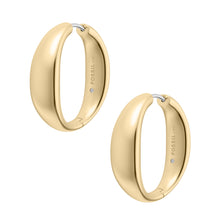 Load image into Gallery viewer, Ellis Domed Collection Gold-Tone Stainless Steel Hoop Earrings
