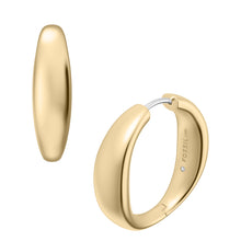 Load image into Gallery viewer, Ellis Domed Collection Gold-Tone Stainless Steel Hoop Earrings
