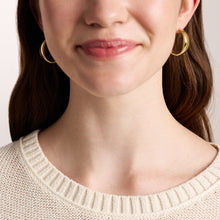 Load image into Gallery viewer, Ellis Domed Collection Gold-Tone Stainless Steel Hoop Earrings
