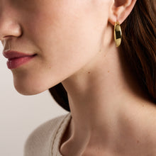 Load image into Gallery viewer, Ellis Domed Collection Gold-Tone Stainless Steel Hoop Earrings
