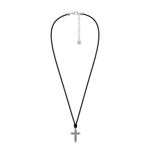 Load image into Gallery viewer, Machine Black Leather Cross Pendant Necklace

