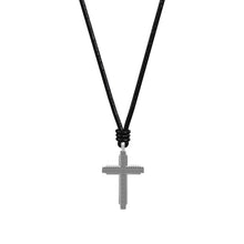 Load image into Gallery viewer, Machine Black Leather Cross Pendant Necklace
