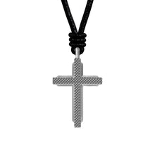 Load image into Gallery viewer, Machine Black Leather Cross Pendant Necklace
