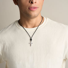Load image into Gallery viewer, Machine Black Leather Cross Pendant Necklace
