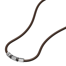 Load image into Gallery viewer, Machine Rondelles Brown Leather Station Necklace
