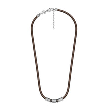 Load image into Gallery viewer, Machine Rondelles Brown Leather Station Necklace
