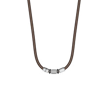 Load image into Gallery viewer, Machine Rondelles Brown Leather Station Necklace
