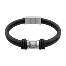 Load image into Gallery viewer, Machine Rondelles Black Leather Multi-Strand Bracelet
