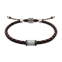 Load image into Gallery viewer, Machine Rondelles Brown Leather Station Bracelet
