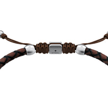 Load image into Gallery viewer, Everett Enamel Brown Leather Station Bracelet
