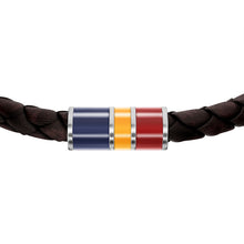 Load image into Gallery viewer, Everett Enamel Brown Leather Station Bracelet
