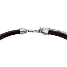 Load image into Gallery viewer, Everett Enamel Brown Leather Station Bracelet
