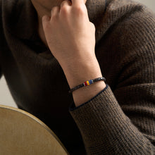Load image into Gallery viewer, Everett Enamel Brown Leather Station Bracelet
