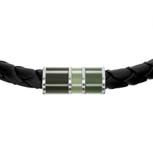 Load image into Gallery viewer, Everett Enamel Black Leather Station Bracelet
