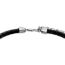 Load image into Gallery viewer, Everett Enamel Black Leather Station Bracelet
