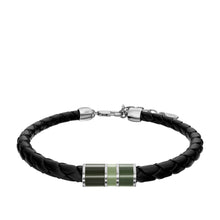 Load image into Gallery viewer, Everett Enamel Black Leather Station Bracelet
