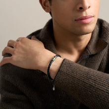 Load image into Gallery viewer, Everett Enamel Black Leather Station Bracelet
