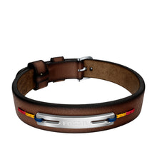 Load image into Gallery viewer, Everett Topstitch Brown Leather Strap Bracelet
