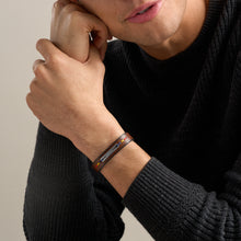 Load image into Gallery viewer, Everett Topstitch Brown Leather Strap Bracelet
