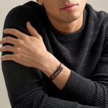 Load image into Gallery viewer, Everett Topstitch Brown Leather Strap Bracelet
