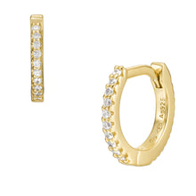 Load image into Gallery viewer, Sterling All Stacked Up Gold-Tone Sterling Silver Hoop Earrings
