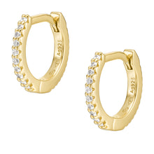 Load image into Gallery viewer, Sterling All Stacked Up Gold-Tone Sterling Silver Hoop Earrings
