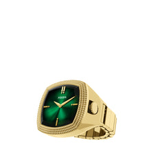 Load image into Gallery viewer, Nick Jonas x Fossil Machine Luxe Green Vignette Two-Hand Gold-Tone Stainless Steel Watch Ring
