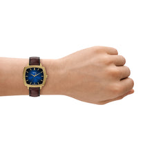 Load image into Gallery viewer, Nick Jonas x Fossil Machine Luxe Blue Vignette Three-Hand Brown Croco Leather Watch
