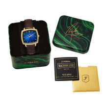 Load image into Gallery viewer, Nick Jonas x Fossil Machine Luxe Blue Vignette Three-Hand Brown Croco Leather Watch
