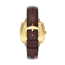 Load image into Gallery viewer, Nick Jonas x Fossil Machine Luxe Blue Vignette Three-Hand Brown Croco Leather Watch
