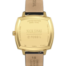 Load image into Gallery viewer, Nick Jonas x Fossil Machine Luxe Blue Vignette Three-Hand Brown Croco Leather Watch
