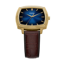Load image into Gallery viewer, Nick Jonas x Fossil Machine Luxe Blue Vignette Three-Hand Brown Croco Leather Watch
