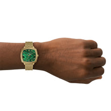 Load image into Gallery viewer, Nick Jonas x Fossil Machine Luxe Malachite Three-Hand Gold-Tone Stainless Steel Watch
