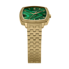 Load image into Gallery viewer, Nick Jonas x Fossil Machine Luxe Malachite Three-Hand Gold-Tone Stainless Steel Watch
