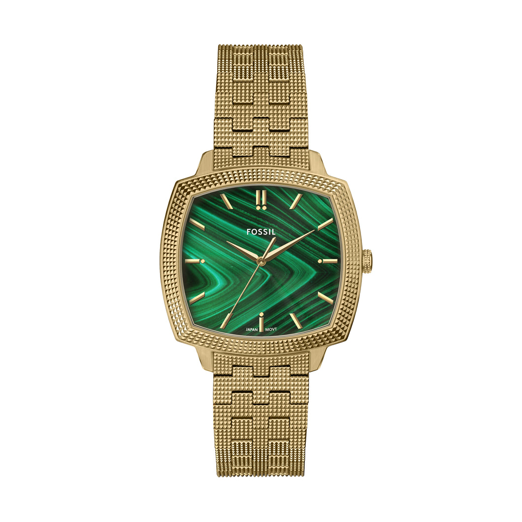 Nick Jonas x Fossil Machine Luxe Malachite Three-Hand Gold-Tone Stainless Steel Watch