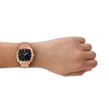 Load image into Gallery viewer, Nick Jonas x Fossil Machine Luxe Marble Three-Hand Rose Gold-Tone Stainless Steel Watch
