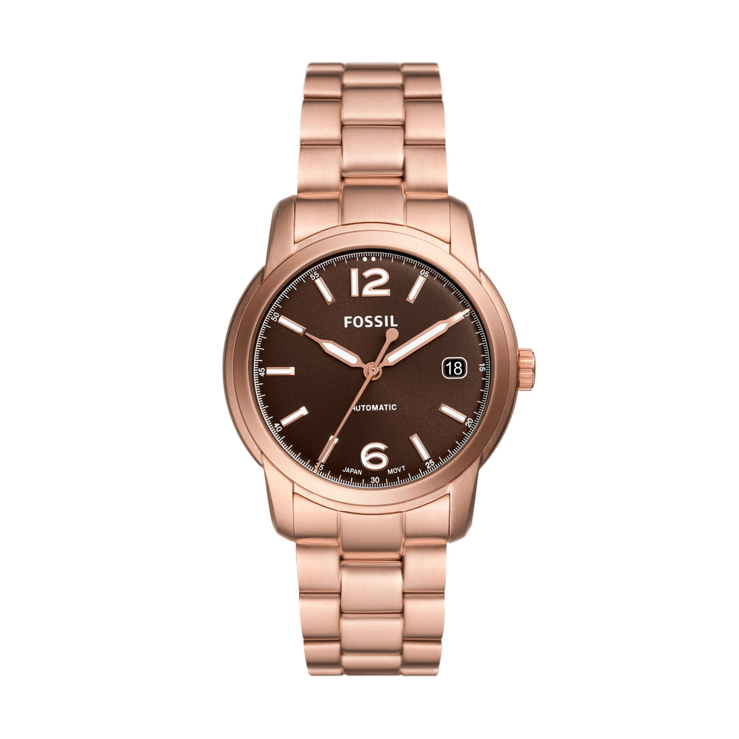 Fossil Heritage Automatic Rose Gold-Tone Stainless Steel Watch