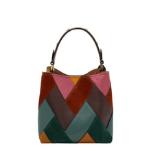 Load image into Gallery viewer, Jessie Leather Patchwork Small Bucket Crossbody Bag
