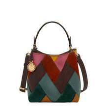 Load image into Gallery viewer, Jessie Leather Patchwork Small Bucket Crossbody Bag
