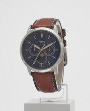 Load and play video in Gallery viewer, Neutra Minimalist Multifunction Brown Leather Watch
