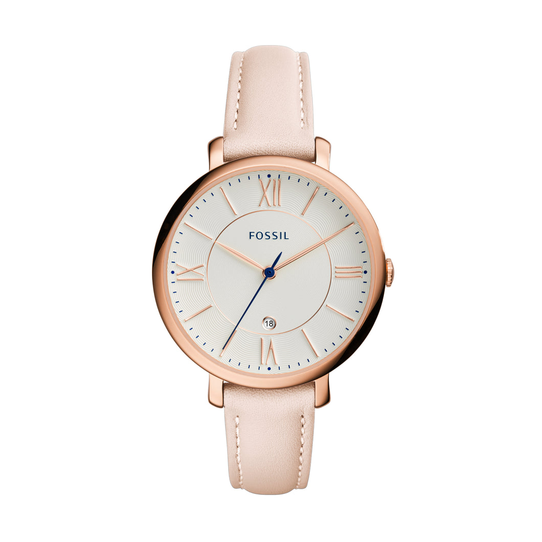 Jacqueline Date Blush Leather Watch