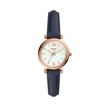 Load image into Gallery viewer, Carlie Mini Three-Hand Navy Leather Watch
