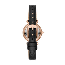 Load image into Gallery viewer, Carlie Mini Three-Hand Black Leather Watch
