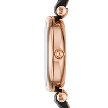 Load image into Gallery viewer, Carlie Mini Three-Hand Black Leather Watch
