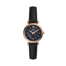 Load image into Gallery viewer, Carlie Mini Three-Hand Black Leather Watch

