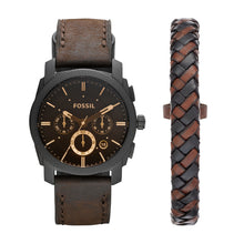 Load image into Gallery viewer, Machine Chronograph Dark Brown Leather Watch and Bracelet Box Set

