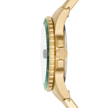 Load image into Gallery viewer, Fossil Blue Three-Hand Date Gold-Tone Stainless Steel Watch
