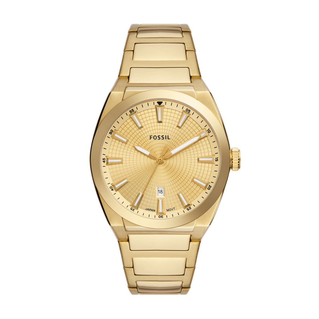 Everett Three-Hand Date Gold-Tone Stainless Steel Watch