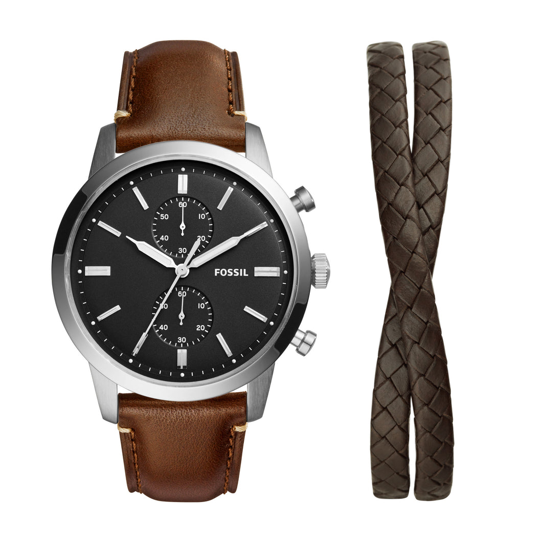 Townsman Chronograph Brown LiteHide™ Watch and Bracelet Set